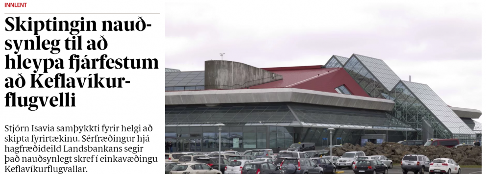 RÍKISSTJÓRNINNI BER AÐ SKIPTA ÚT STJÓRNENDUM ISAVIA