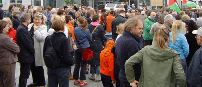 Kröftugur fundur gegn hernaðarofbeli Ísraela