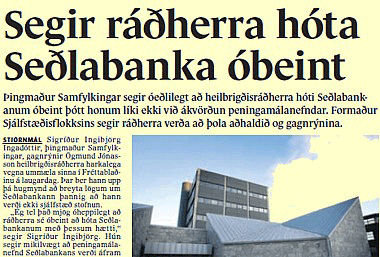 Á SEÐLABANKINN AÐ ÞJÓNA FÓLKI EÐA FJÁRMAGNI?