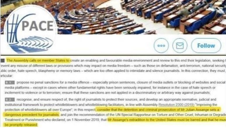 EVRÓPURÁÐIÐ TEKUR UNDIR KRÖFU UM AÐ JULIAN ASSANGE VERÐI LÁTINN LAUS