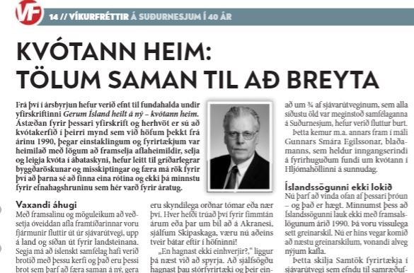 KVÓTANN HEIM: TÖLUM SAMAN TIL AÐ BREYTA