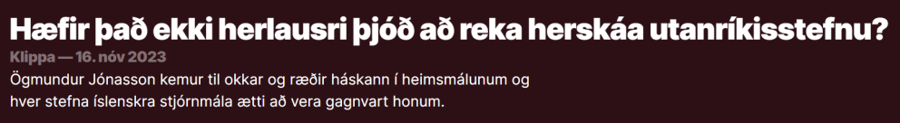 VIÐ RAUÐA BORÐIÐ Á SAMSTÖÐINNI: ALÞJÓÐAMÁL ERU INNANRÍKISMÁL
