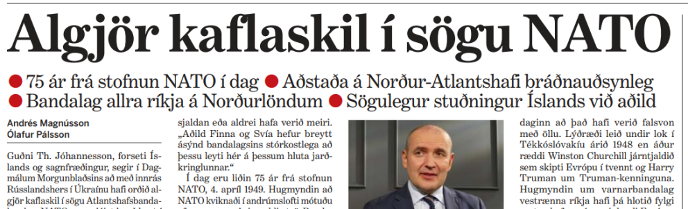 SAGNFRÆÐINGAR TALA UM NATÓ OG 30. MARS 1949