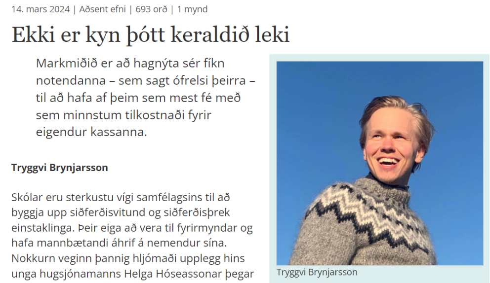HOLL LESNING UM MENNTUN OG FJÁRHÆTTUSPIL