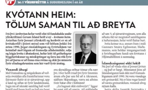 KVÓTANN HEIM: TÖLUM SAMAN TIL AÐ BREYTA