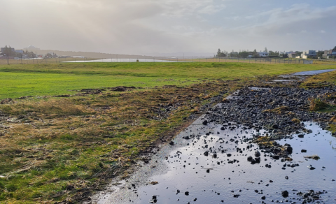 HVE HÁ OG HVE BREIÐ ÞYRFTI FLUGBRAUT ÞARNA AÐ VERA?