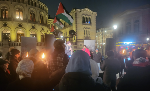 ÚTIFUNDUR Í OSLÓ: ÞJÓÐARMORÐINU Á GAZA ER EKKI LOKIÐ