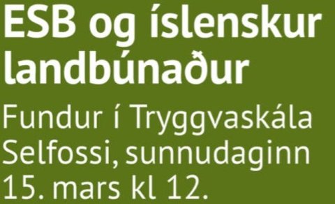 HVAÐ ESB ÞÝÐIR FYRIR ÍSLENSKA LANDBÚNAÐARFRAMLEIÐSLU